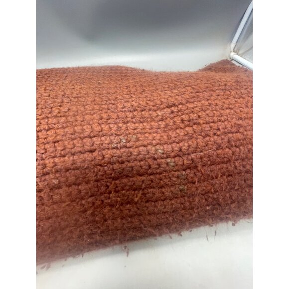 handmade basket weave crochet pillow brown zipper edge 20" x 13" READ - Picture 4 of 5